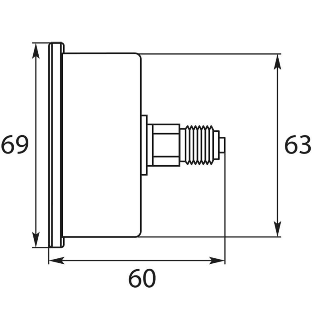 Manometer, 1/4" AG, 0 - 160 bar, 63 mm Manometer, 1/4" AG, 0 - 160 bar, 63 mm