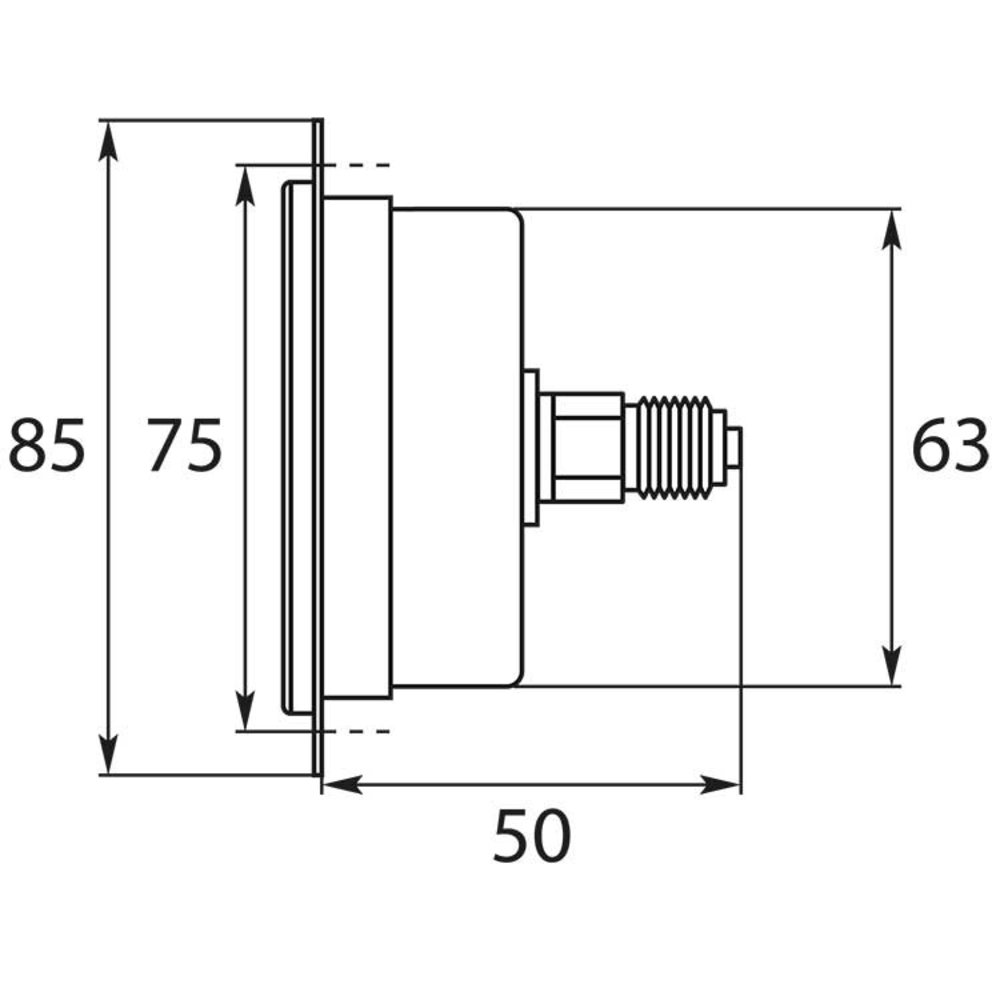 Installatie manometer, 1/4" AG, 0 - 250 bar, 63 mm