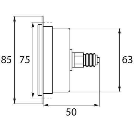 Installatie manometer, 1/4" AG, 0 - 250 bar, 63 mm