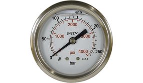 Manometer, 1/4" AG, 0 - 400 bar, 63 mm Manometer, 1/4" AG, 0 - 400 bar, 63 mm