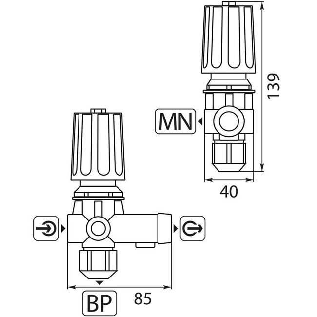 Suttner Bypass ventiel ST-261, 250 bar, 30 l/min, paneelmontage