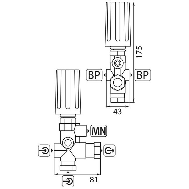 Bypass ventiel ULH250, 250 bar, 35 l/min