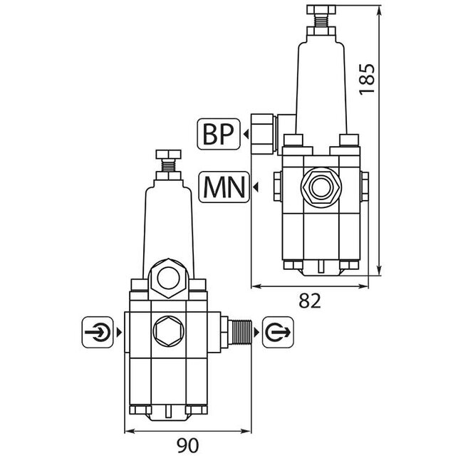 Overdrukventiel K 7.2, 200 bar, 16 - 25 l/min