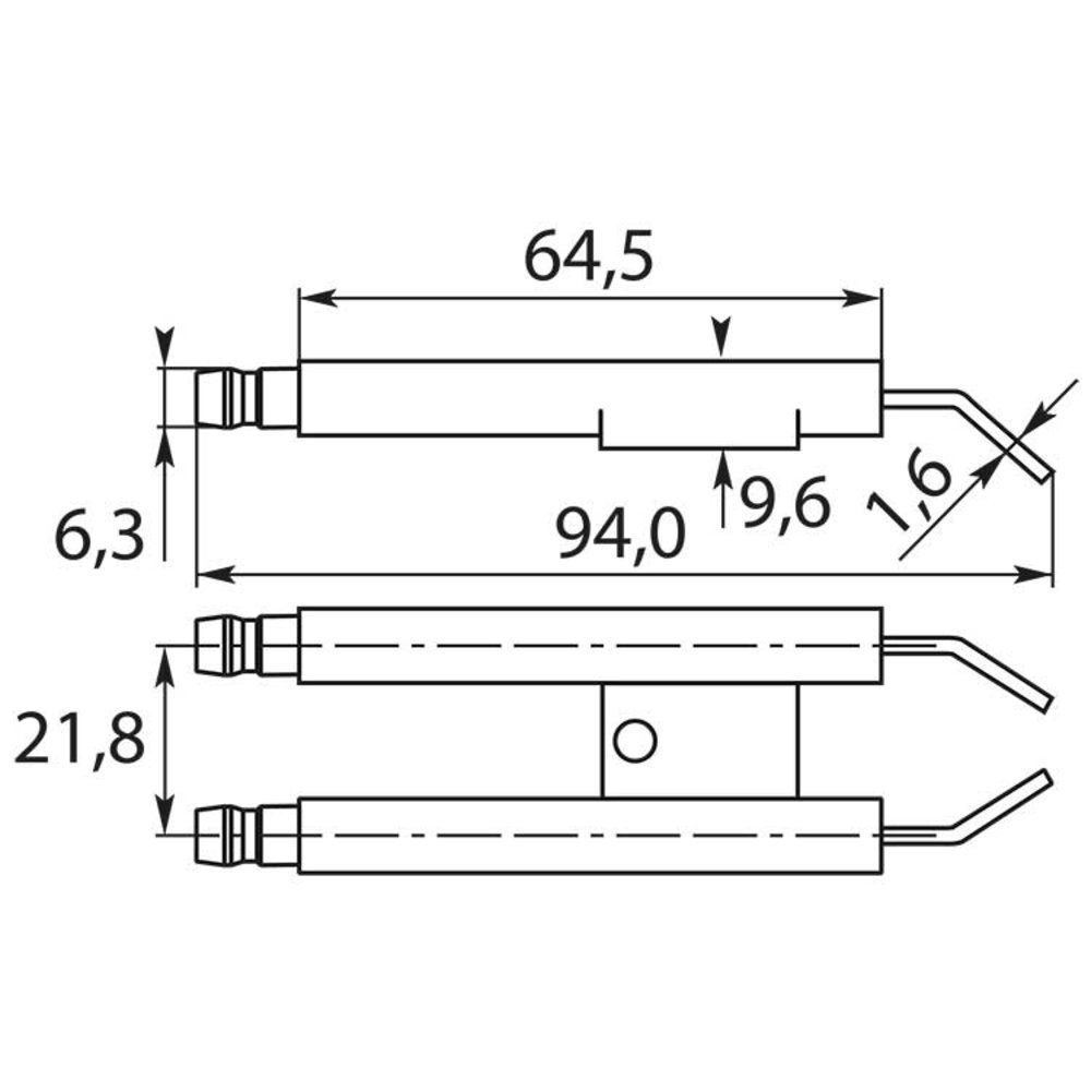 Ontstekingselektrode blok, 29.5 x 65 Ontstekingselektrode blok, 29.5 x 65