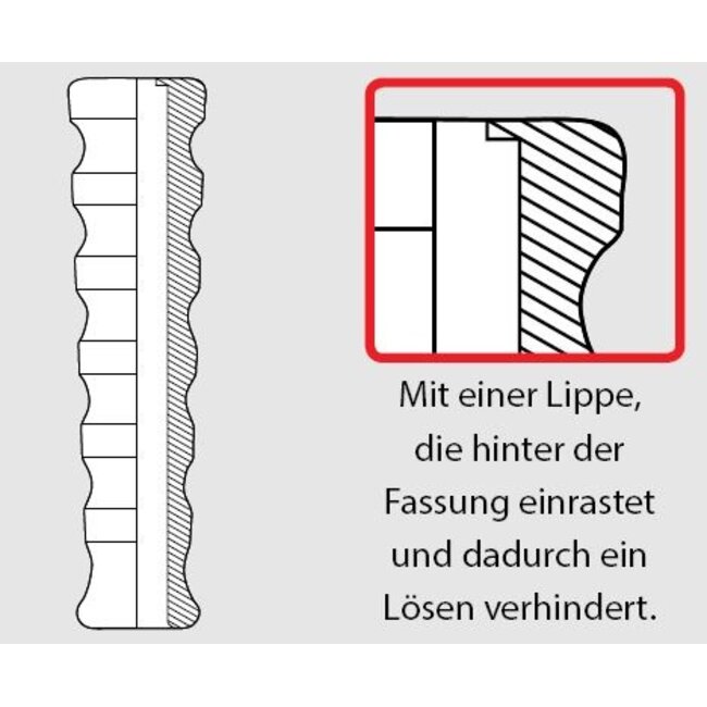 Knikrubber DN10, rood geribbeld