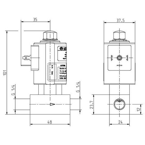HD magneetventiel, 0-180 bar, 1/4" IG, 24V HD magneetventiel, 0-180 bar, 1/4" IG, 24V