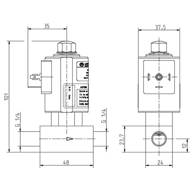 HD magneetventiel, 0-180 bar, 1/4" IG, 24V