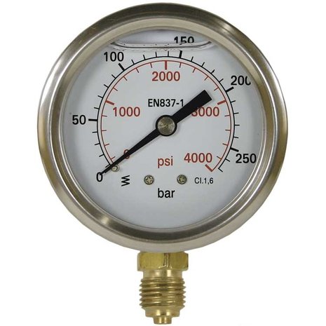 Manometer, 1/4" AG, 0 - 400 bar, 50 mm Manometer, 1/4" AG, 0 - 400 bar, 50 mm