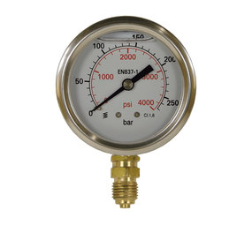 Manometer, 1/4" AG, 0 - 250 bar, 63 mm Manometer, 1/4" AG, 0 - 250 bar, 63 mm