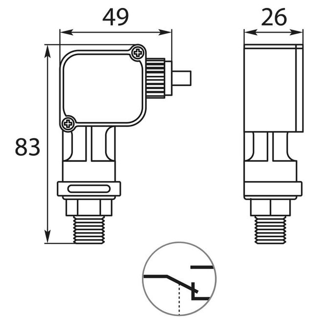 Drukschakelaar PR5, 1/4" AG, 25 - 280 bar, rood