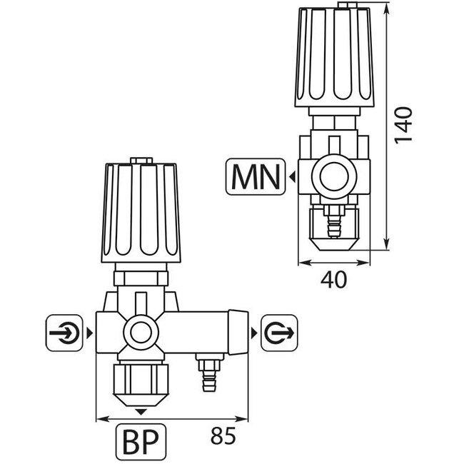 Suttner Bypass ventiel ST-261, 250 bar, 30 l/min, 2.4