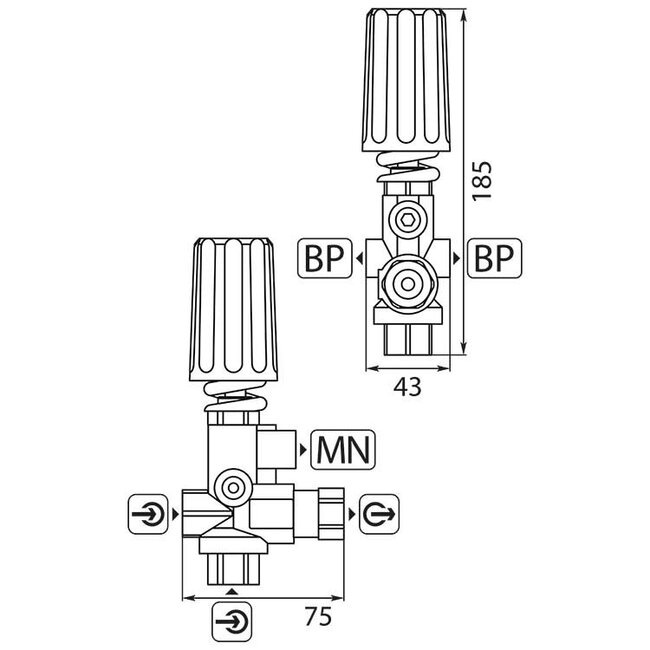 Suttner Bypass ventiel ST-280, 250 bar, 30 l/min