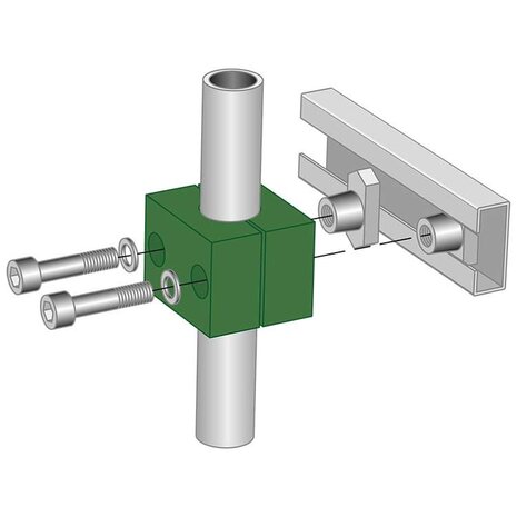 Pijpklem 10 mm met montagerailmoer Pijpklem 10 mm met montagerailmoer