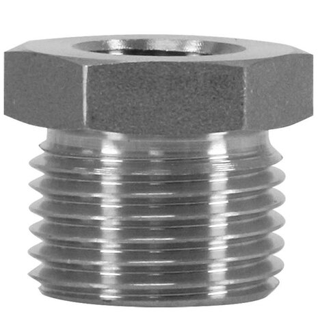 Reductie nippel, 1/8" IG - 1/2" AG, 500 bar Reductie nippel, 1/8" IG - 1/2" AG, 500 bar