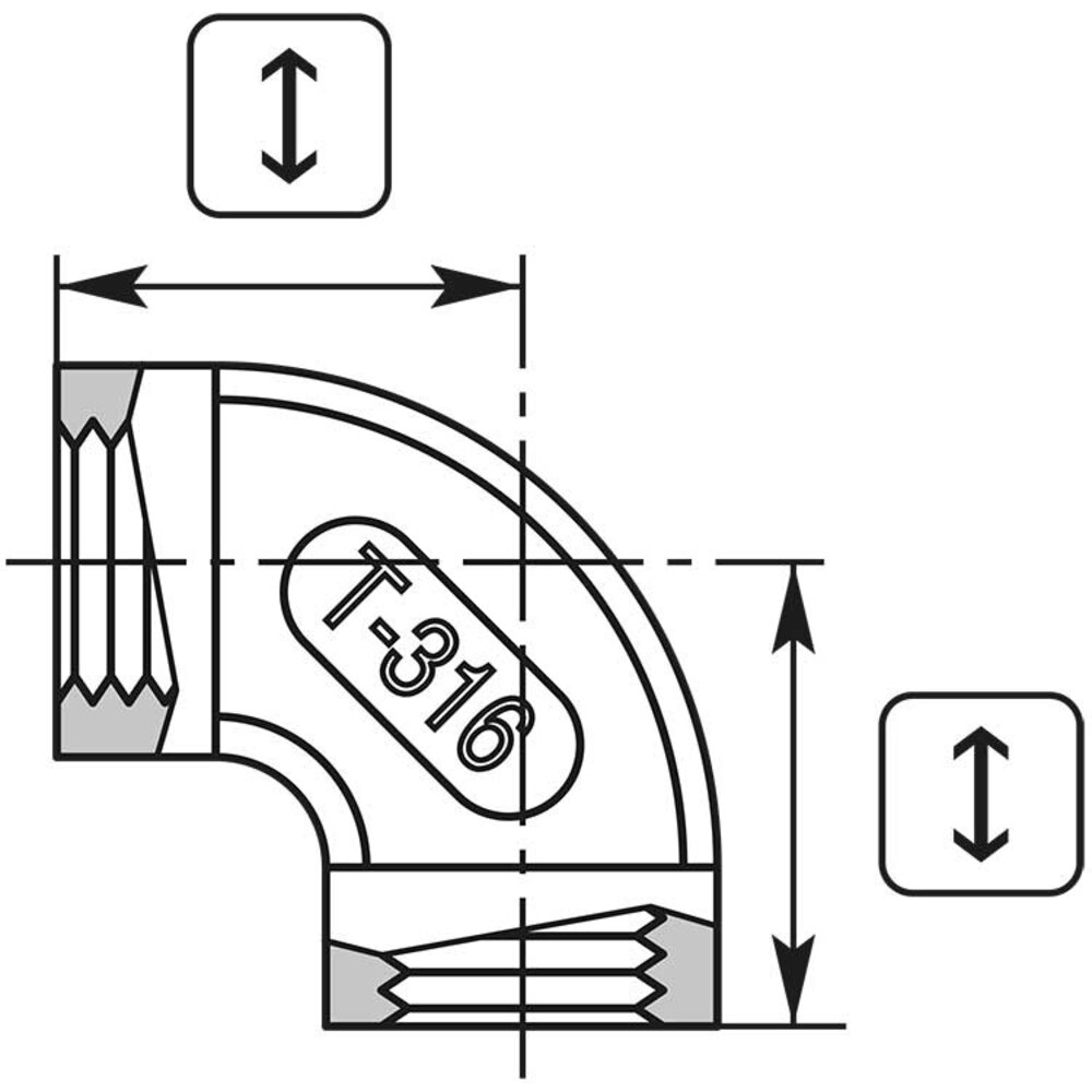 Bocht 3/8" IG roestvrij staal Bocht 3/8" IG roestvrij staal