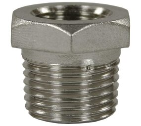 Reductie nippel, 1/8" IG - 1/4" AG, 500 bar Reductie nippel, 1/8" IG - 1/4" AG, 500 bar