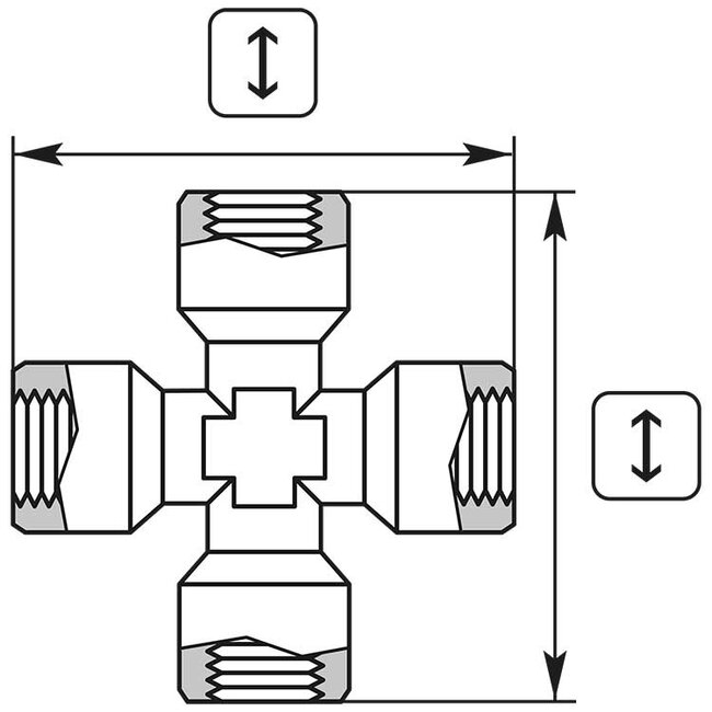 Kruiskoppeling 1/4" IG