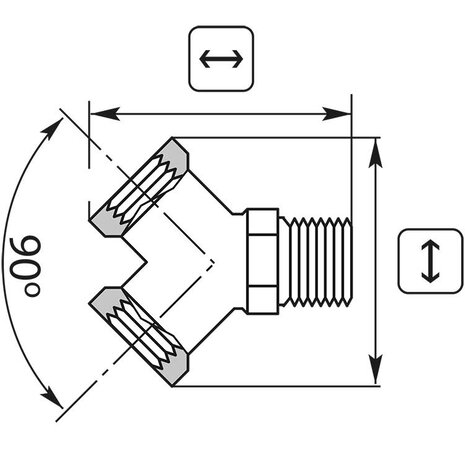 Y-AANSLUITING MESSING 3/8 "M/F Y-AANSLUITING MESSING 3/8 "M/F