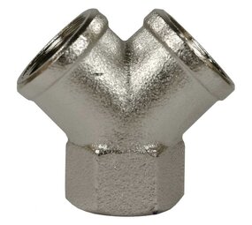 Y-stuk 3/8" IG messing vernikkeld
