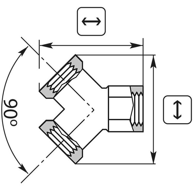 Y-stuk 3/8" IG messing vernikkeld