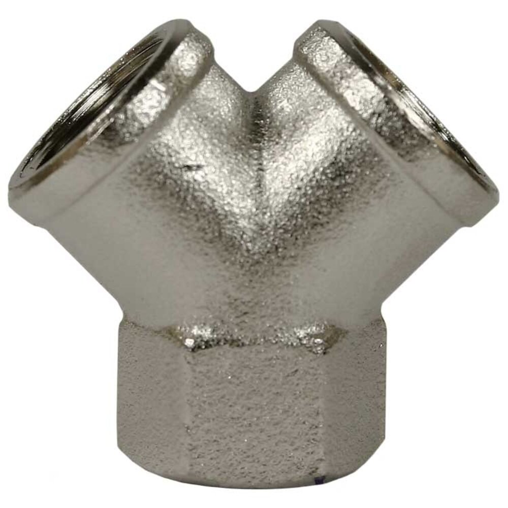 Y-stuk 1/4" IG messing vernikkeld Y-stuk 1/4" IG messing vernikkeld