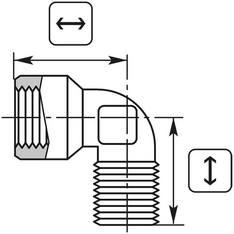 Bocht 3/8" IG-AG messing Bocht 3/8" IG-AG messing