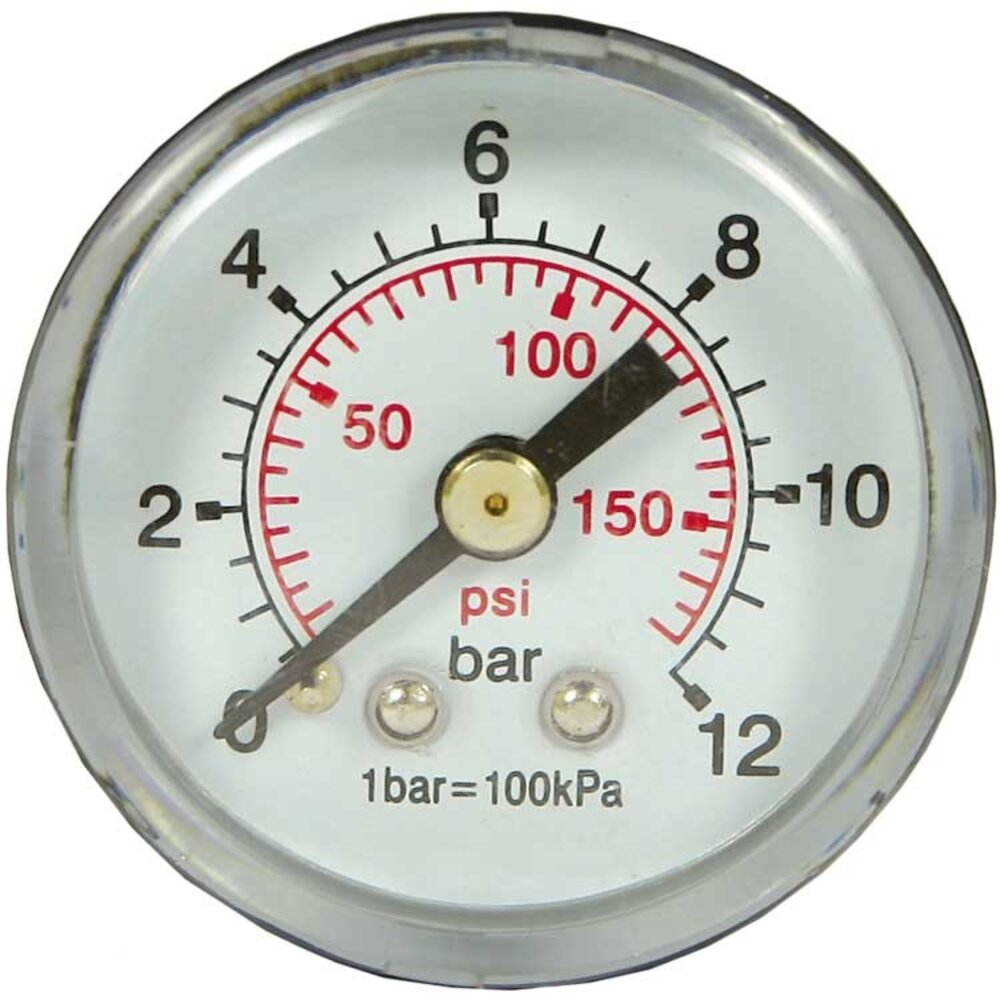 Manometer, 1/8" AG, 0 - 12 bar, 40 mm Manometer, 1/8" AG, 0 - 12 bar, 40 mm