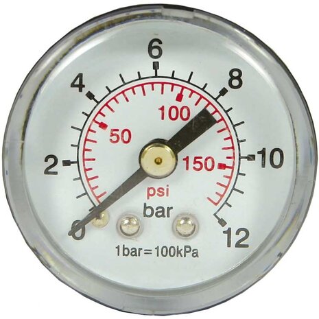 Manometer, 1/8" AG, 0 - 12 bar, 40 mm Manometer, 1/8" AG, 0 - 12 bar, 40 mm