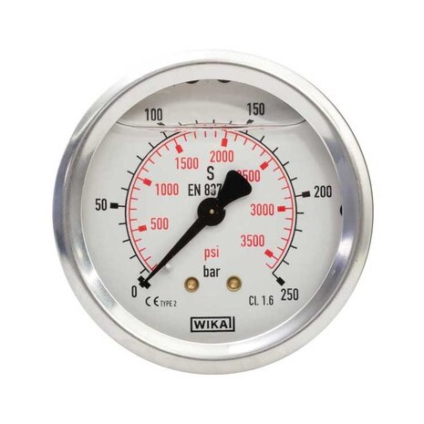 Manometer WIKA, 1/4" AG, 0 - 250 bar, 63 mm Manometer WIKA, 1/4" AG, 0 - 250 bar, 63 mm