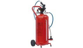 Schuimer, RVS, 50 liter, rood gelakt Schuimer, RVS, 50 liter, rood gelakt