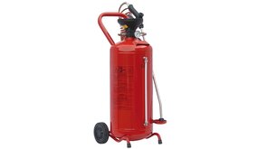 Schuimer, RVS, 50 liter, rood gelakt Schuimer, RVS, 50 liter, rood gelakt