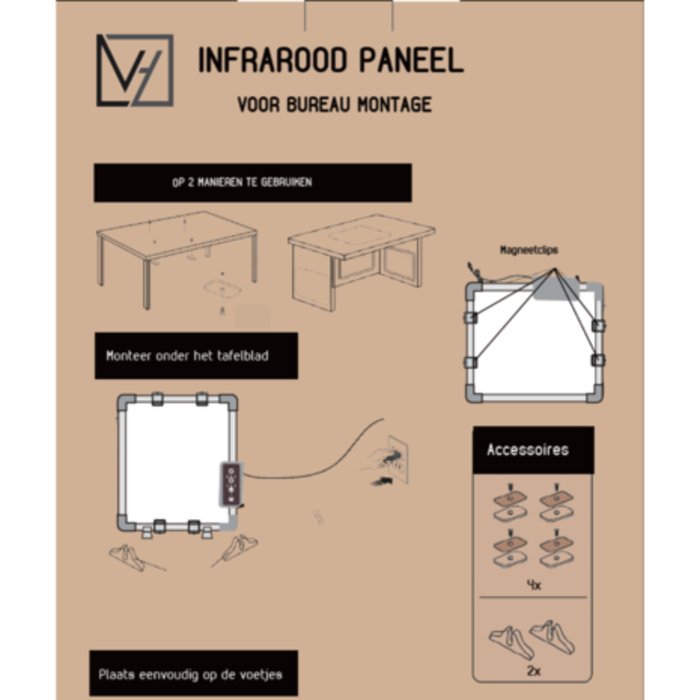 DCU Infrarood verwarmer voor montage onder bureau - 100 Watt