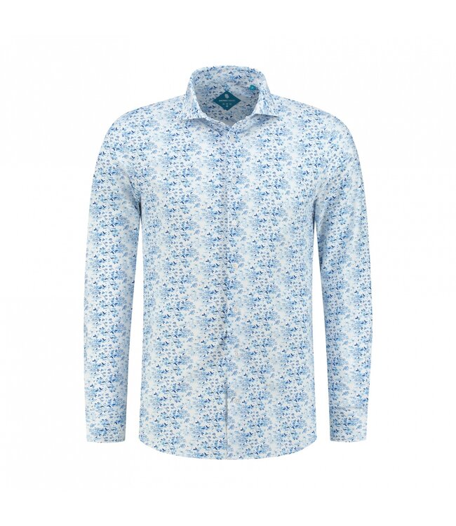 District Indigo Performance Overhemd Print Blue