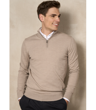 District Indigo Half Zip Merino Stretch Sand