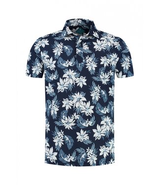 District Indigo Pique Performance Shirt Polo Print