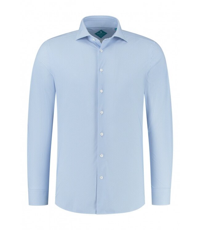 District Indigo Overhemd Performance Diagonal Light Blue