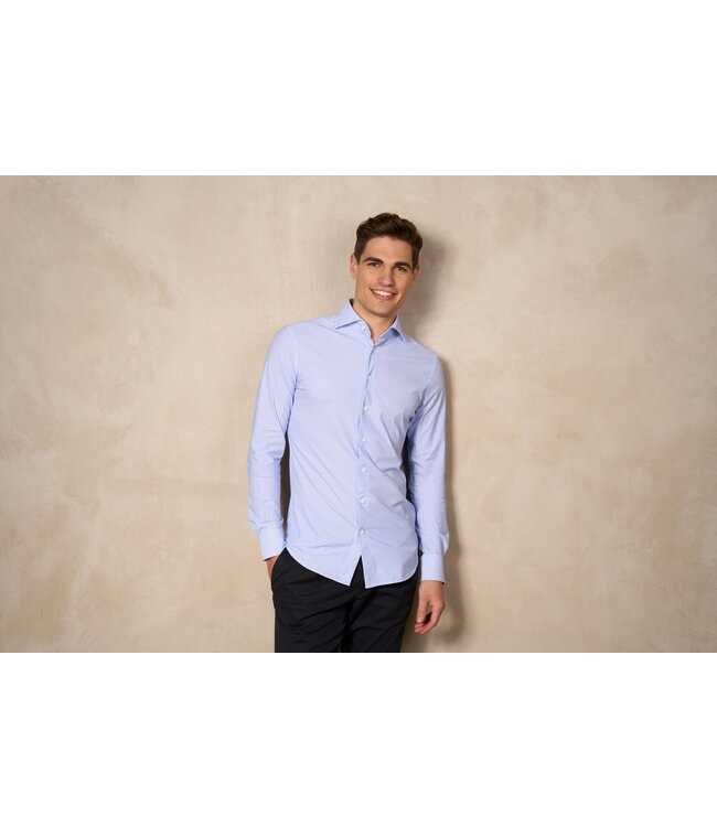 District Indigo Overhemd Performance Diagonal Light Blue