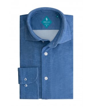 District Indigo Overhemd Performance Print on Pique Hell Blue