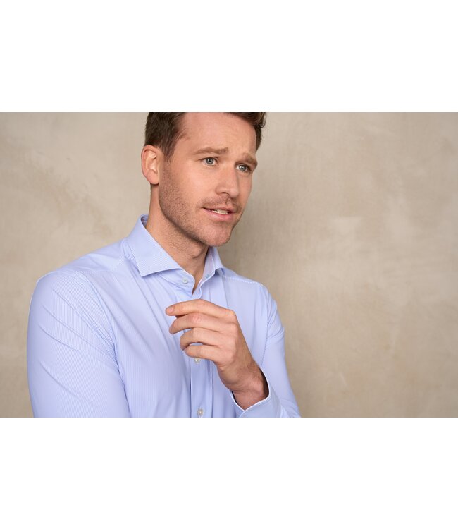 District Indigo Overhemd Performance Stripe Blue