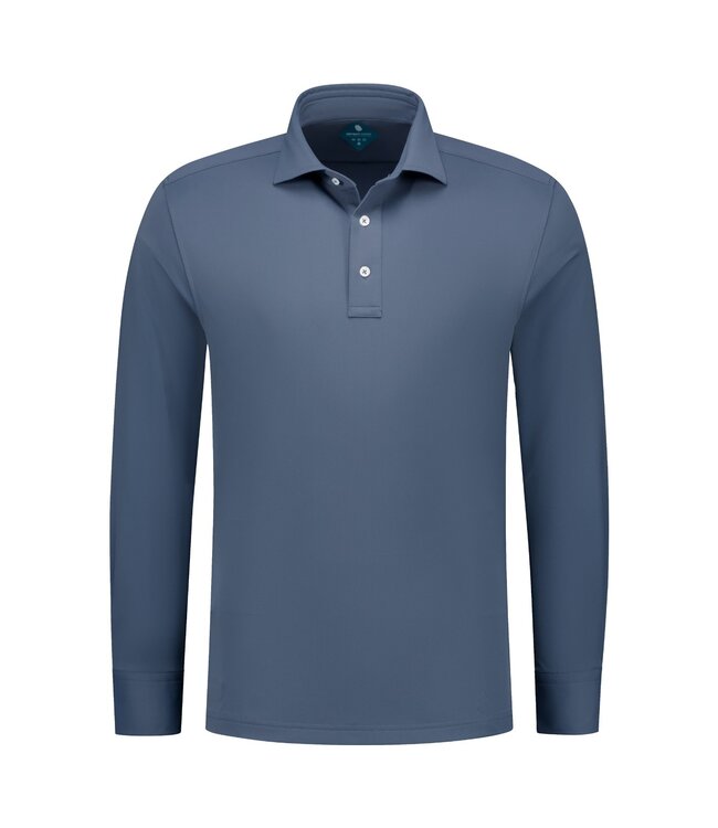 District Indigo District Indigo Pique Performance Polo LS Steel Blue