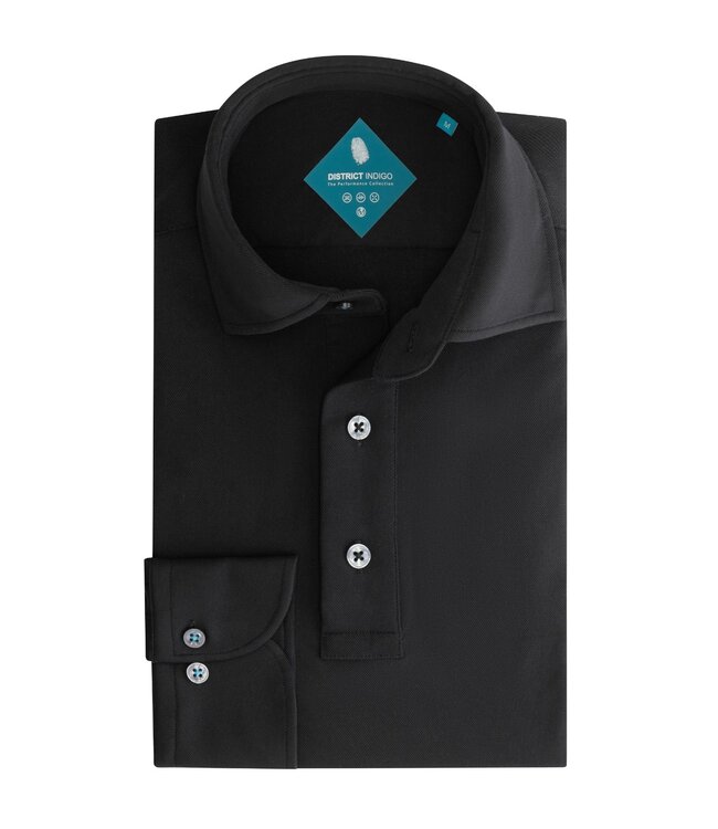 District Indigo District Indigo Pique Performance Polo LS Black
