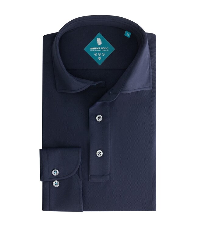 District Indigo District Indigo Pique Performance Polo LS Navy