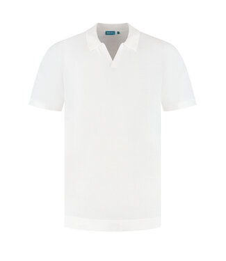 District Indigo Polo V-Shape 100% Cotton Off White