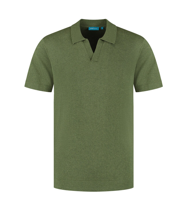 District Indigo Polo V-Shape 100% Cotton Dark Green