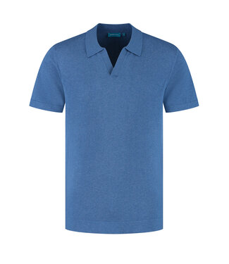 District Indigo Polo V-Shape 100% Cotton Blue