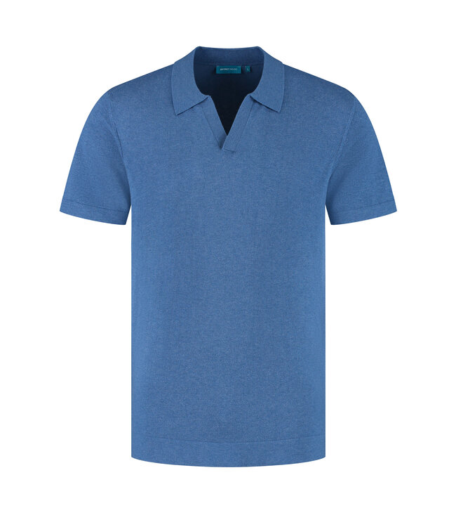 District Indigo Polo V-Shape 100% Cotton Blue