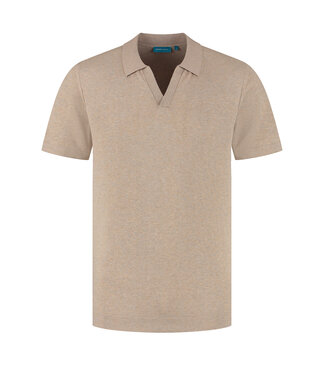 District Indigo Polo V-Shape 100% Cotton Sand