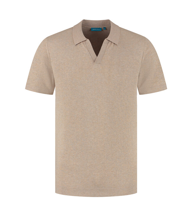 District Indigo Polo V-Shape 100% Cotton Sand