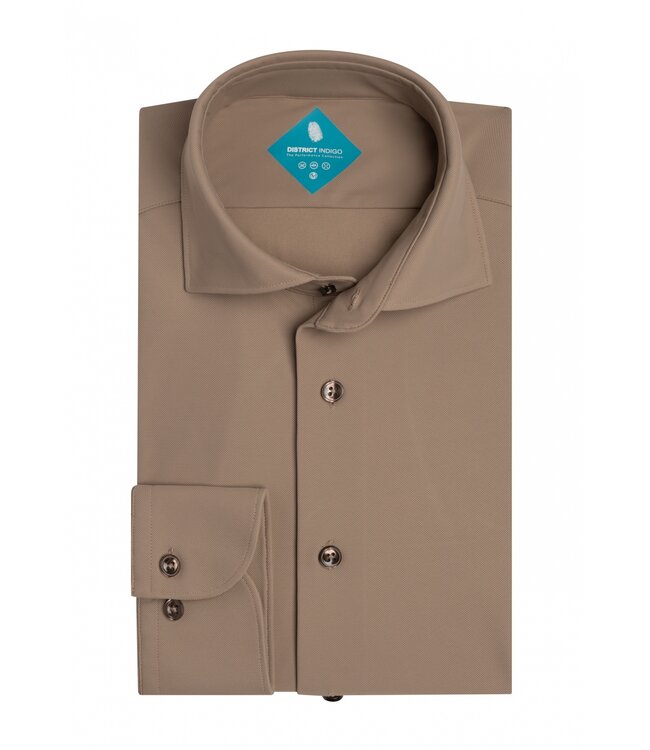 District Indigo Pique Performance Shirt Mid Brown