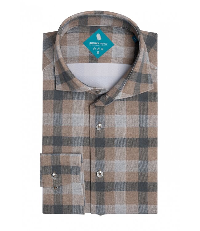 District Indigo Pique Performance Shirt Brown